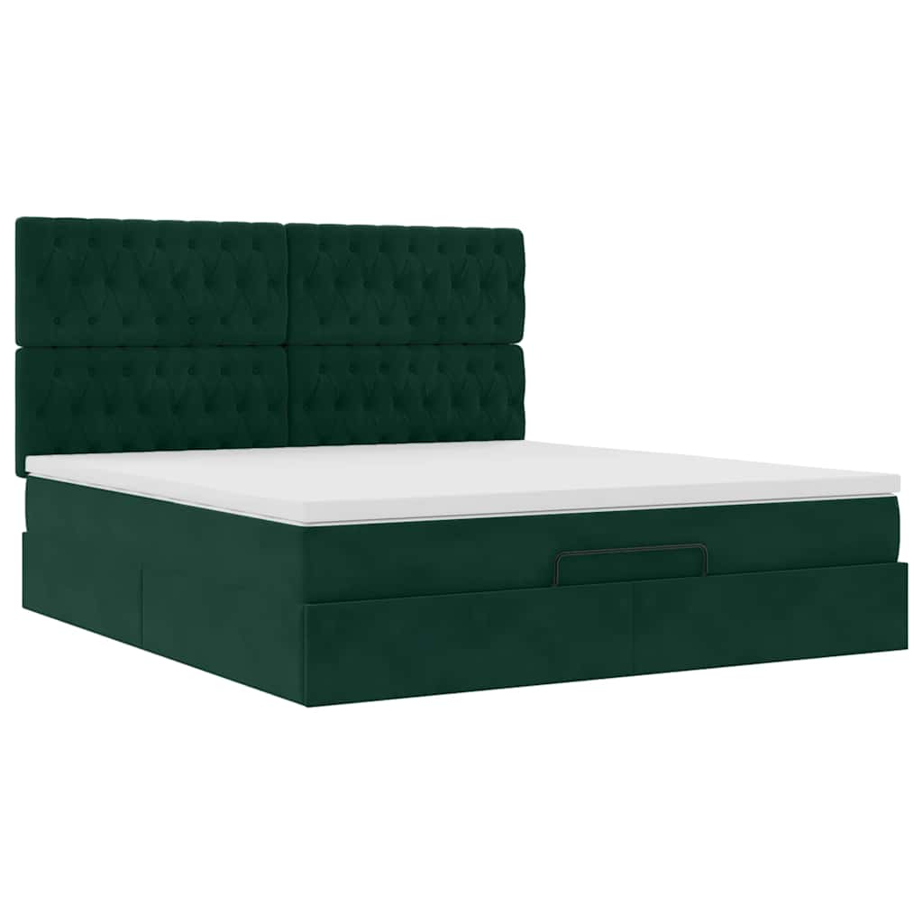 vidaXL Ottoman-Bett mit Matratzen Dunkelgrün 180x200 cm Samt