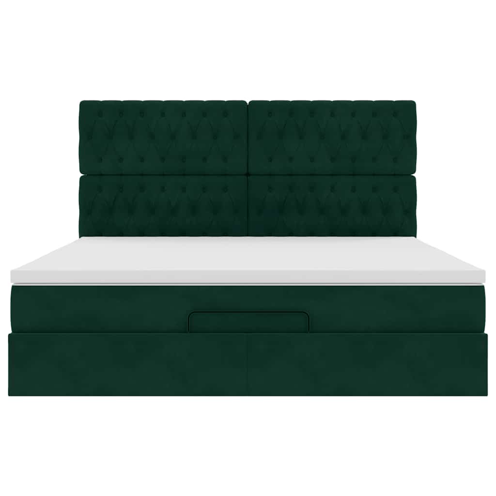vidaXL Ottoman-Bett mit Matratzen Dunkelgrün 180x200 cm Samt