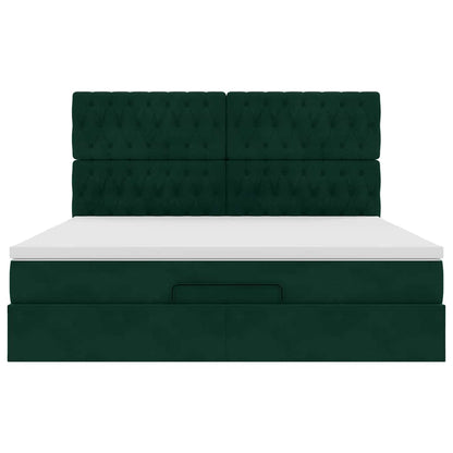 vidaXL Ottoman-Bett mit Matratzen Dunkelgrün 180x200 cm Samt