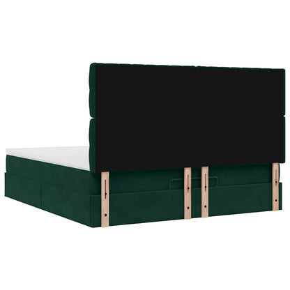 vidaXL Ottoman-Bett mit Matratzen Dunkelgrün 180x200 cm Samt