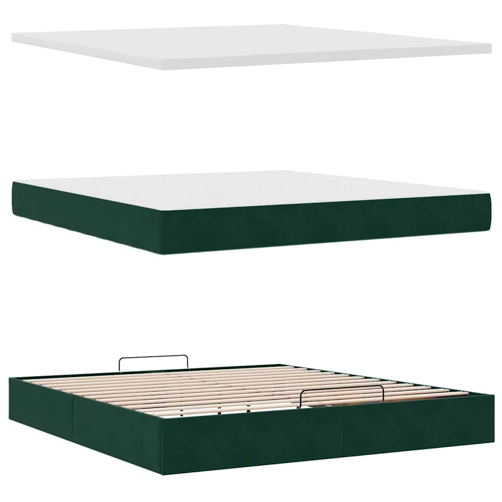 vidaXL Ottoman-Bett mit Matratzen Dunkelgrün 180x200 cm Samt