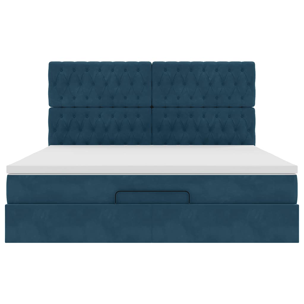 vidaXL Ottoman-Bett mit Matratzen Dunkelblau 180x200 cm Samt