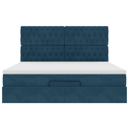 vidaXL Ottoman-Bett mit Matratzen Dunkelblau 180x200 cm Samt