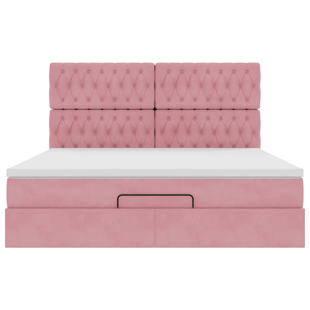 Ottoman-Bett mit Matratzen Rosa 180x200 cm Samt