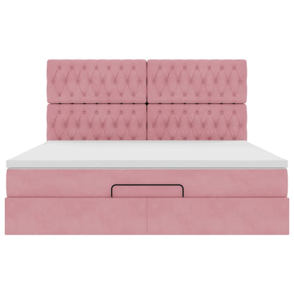 Ottoman-Bett mit Matratzen Rosa 180x200 cm Samt