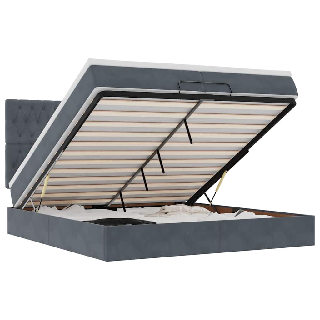 Ottoman-Bett mit Matratzen Dunkelgrau 200x200 cm Samt