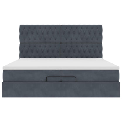 Ottoman-Bett mit Matratzen Dunkelgrau 200x200 cm Samt
