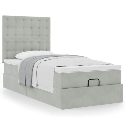 vidaXL Ottoman-Bett mit Matratzen Hellgrau 80x200 cm Samt
