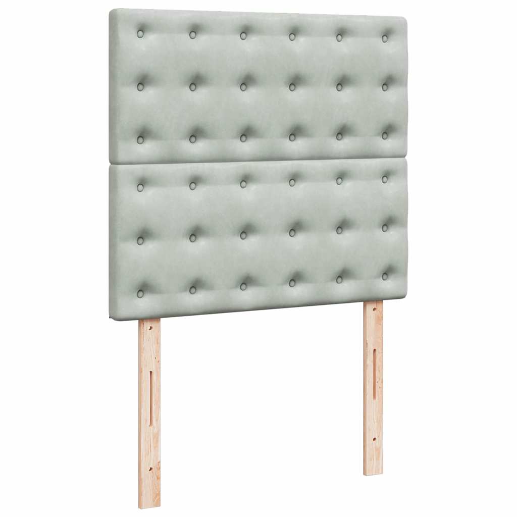 vidaXL Ottoman-Bett mit Matratzen Hellgrau 90x190 cm Samt