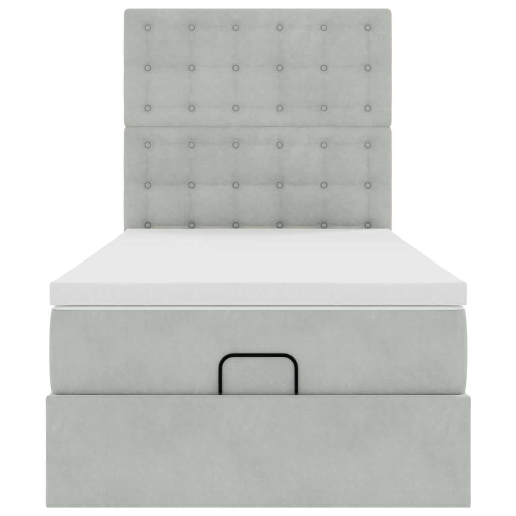 vidaXL Ottoman-Bett mit Matratzen Hellgrau 90x190 cm Samt