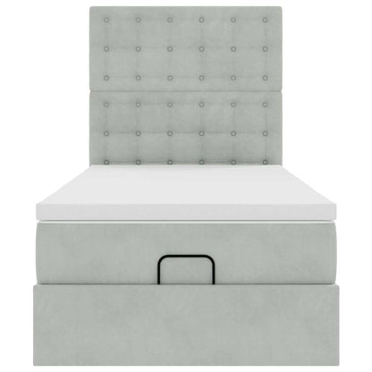 vidaXL Ottoman-Bett mit Matratzen Hellgrau 90x190 cm Samt