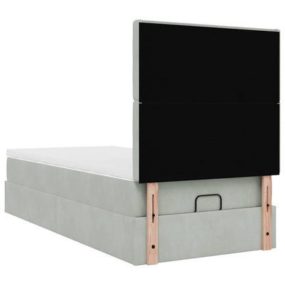 vidaXL Ottoman-Bett mit Matratzen Hellgrau 90x190 cm Samt