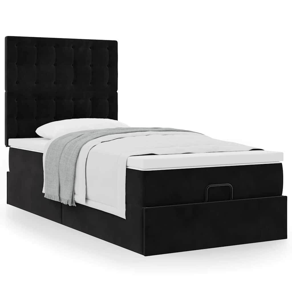 vidaXL Lit-ottoman avec matelas Noir 90x190 cm Velours