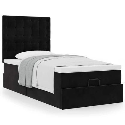 vidaXL Lit-ottoman avec matelas Noir 90x190 cm Velours