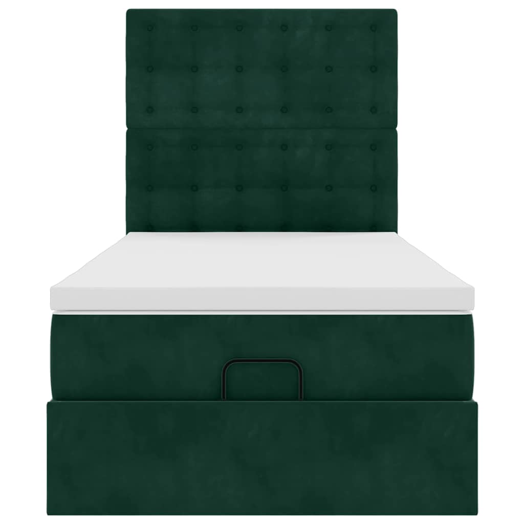 vidaXL Ottoman-Bett mit Matratzen Dunkelgrün 90x190 cm Samt