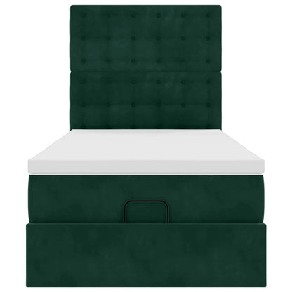 vidaXL Ottoman-Bett mit Matratzen Dunkelgrün 90x190 cm Samt