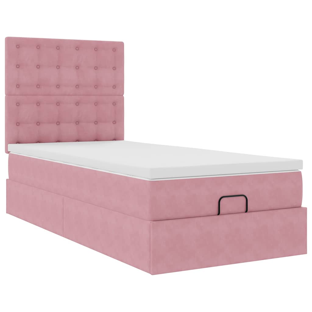 vidaXL Ottoman-Bett mit Matratzen Rosa 90x190 cm Samt