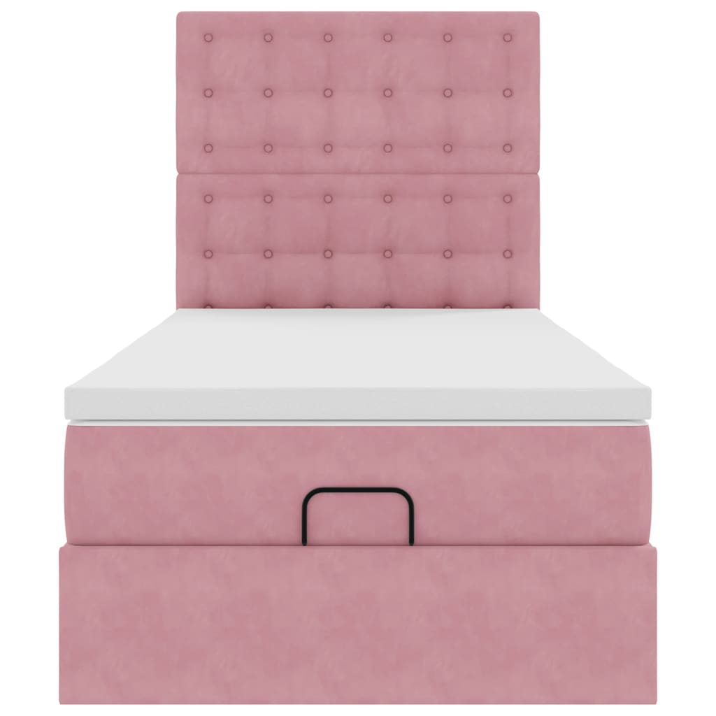 vidaXL Ottoman-Bett mit Matratzen Rosa 90x190 cm Samt