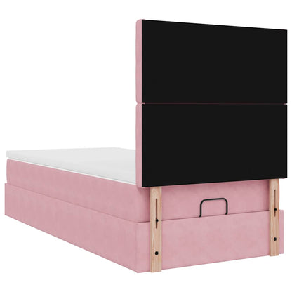 vidaXL Ottoman-Bett mit Matratzen Rosa 90x190 cm Samt