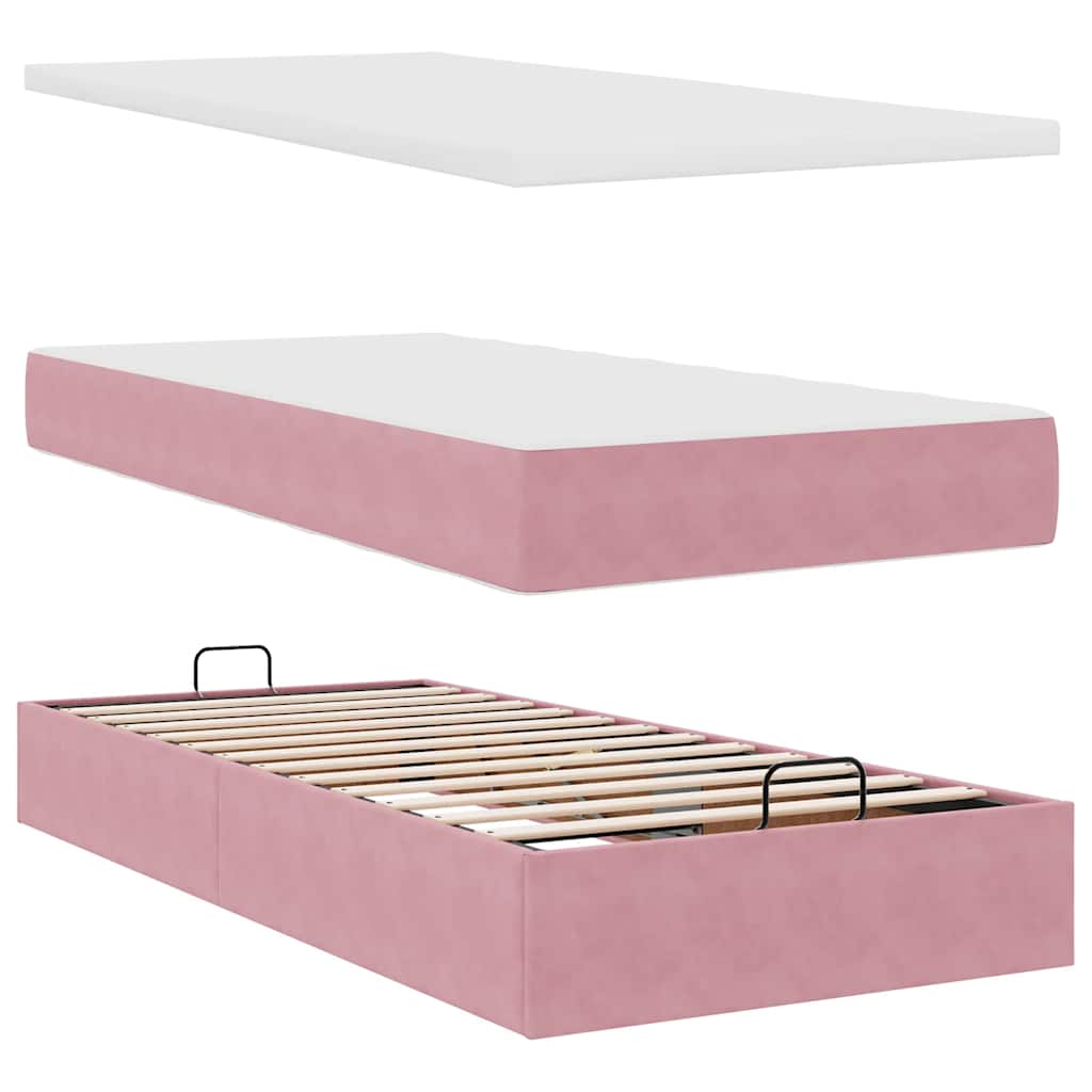 vidaXL Ottoman-Bett mit Matratzen Rosa 90x190 cm Samt