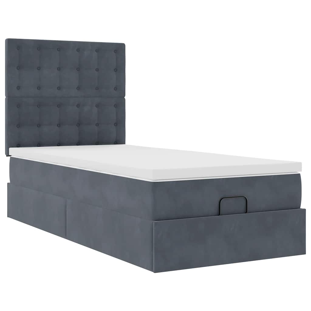 vidaXL Ottoman-Bett mit Matratzen Dunkelgrau 90x200 cm Samt