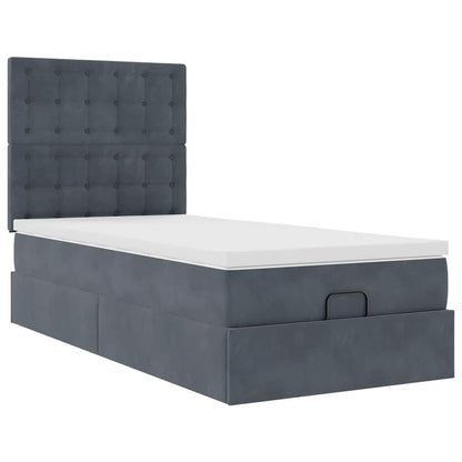 vidaXL Ottoman-Bett mit Matratzen Dunkelgrau 90x200 cm Samt