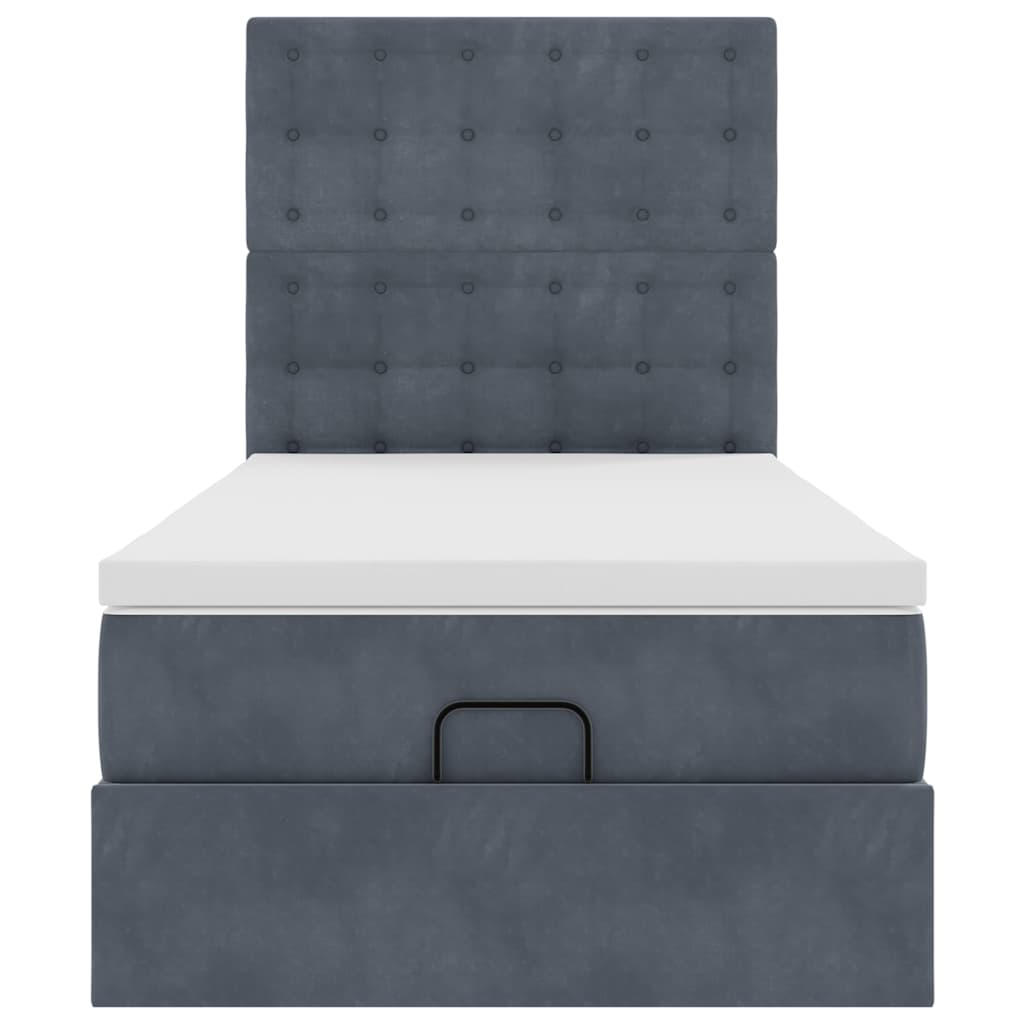 vidaXL Ottoman-Bett mit Matratzen Dunkelgrau 90x200 cm Samt