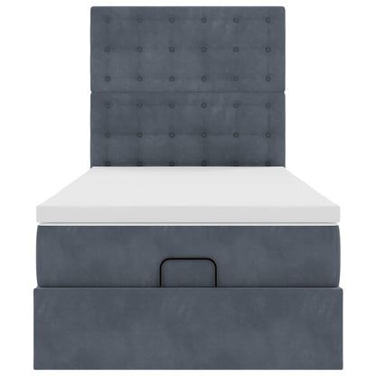 vidaXL Ottoman-Bett mit Matratzen Dunkelgrau 90x200 cm Samt