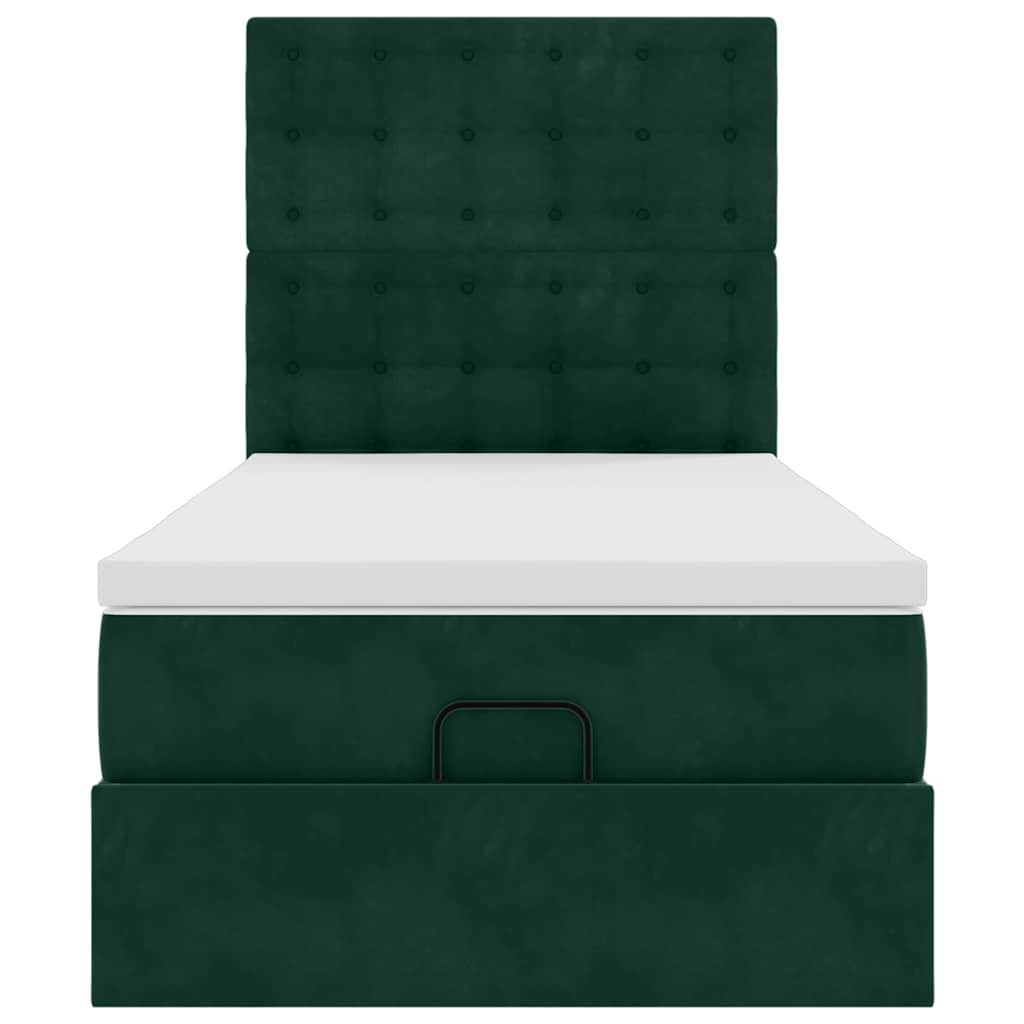 vidaXL Ottoman-Bett mit Matratzen Dunkelgrün 90x200 cm Samt
