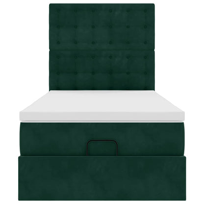 vidaXL Ottoman-Bett mit Matratzen Dunkelgrün 90x200 cm Samt