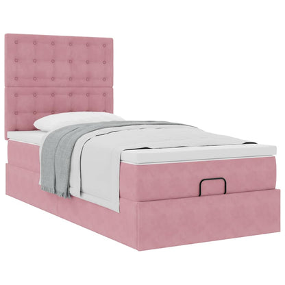 vidaXL Lit ottoman avec matelas Rose 90x200 cm Velours