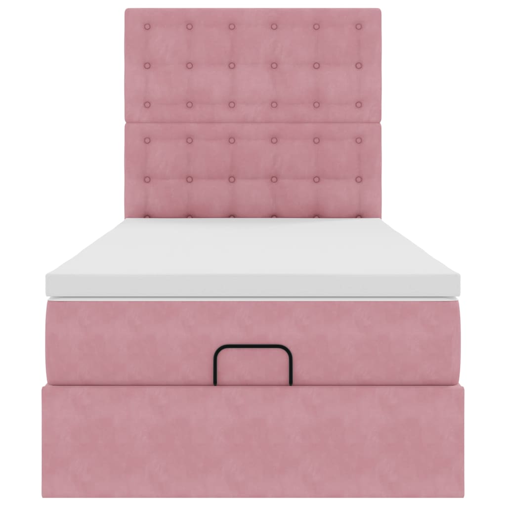 vidaXL Lit ottoman avec matelas Rose 90x200 cm Velours