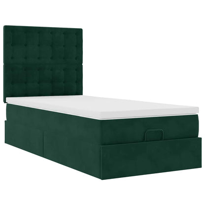 vidaXL Lit ottoman avec matelas vert foncé 100x200 cm Velours
