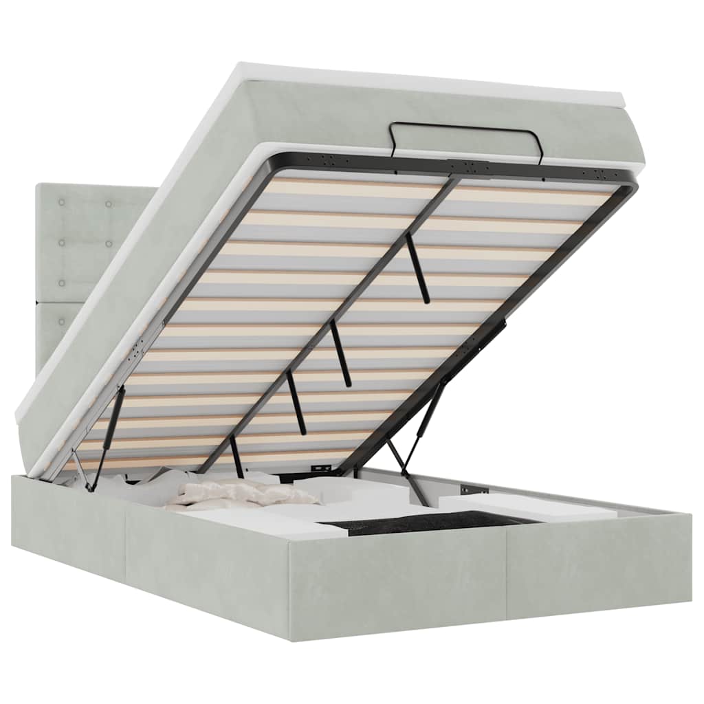 vidaXL Lit ottoman avec matelas Gris clair 120x190 cm Velours