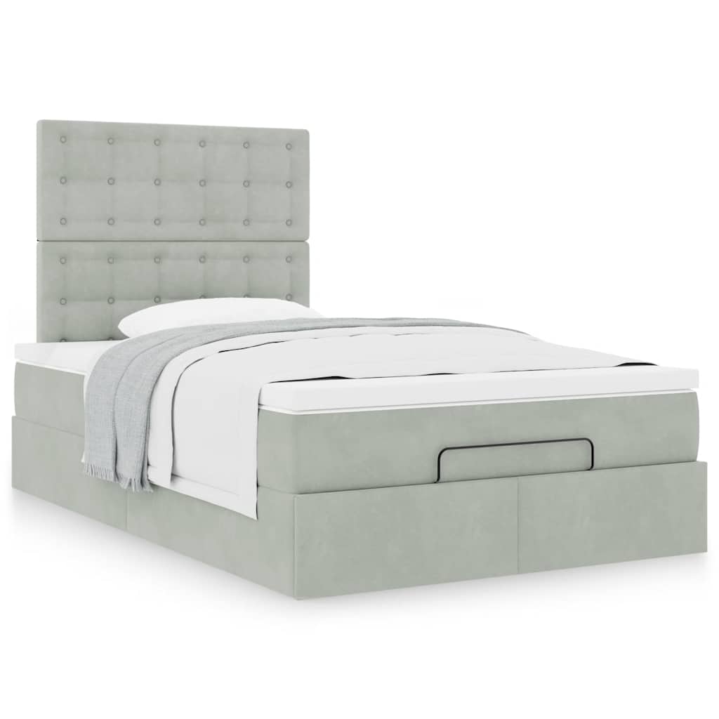 vidaXL Lit ottoman avec matelas Gris clair 120x190 cm Velours