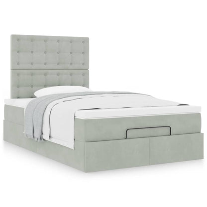 vidaXL Lit ottoman avec matelas Gris clair 120x190 cm Velours