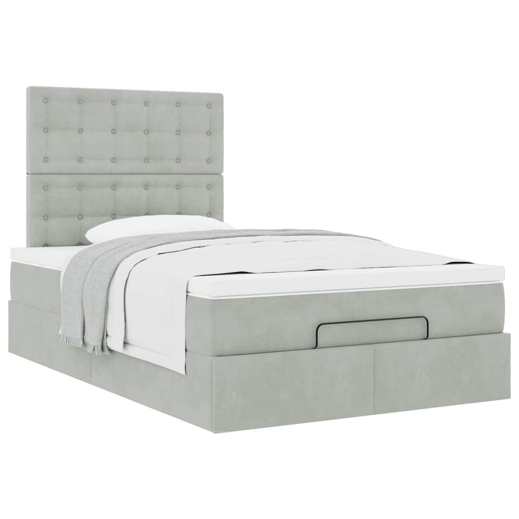 vidaXL Lit ottoman avec matelas Gris clair 120x190 cm Velours
