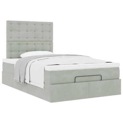 vidaXL Lit ottoman avec matelas Gris clair 120x190 cm Velours