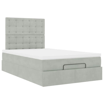 vidaXL Lit ottoman avec matelas Gris clair 120x190 cm Velours