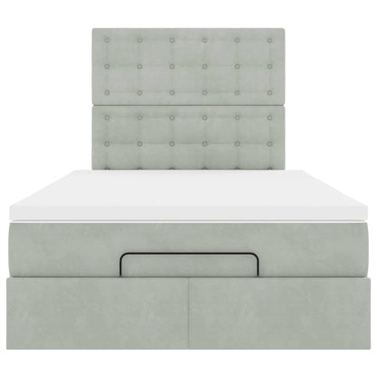 vidaXL Lit ottoman avec matelas Gris clair 120x190 cm Velours