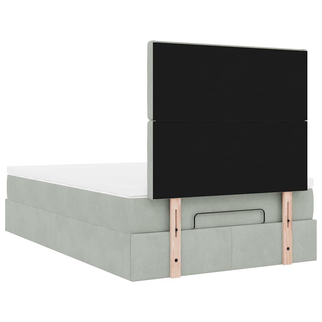 vidaXL Lit ottoman avec matelas Gris clair 120x190 cm Velours