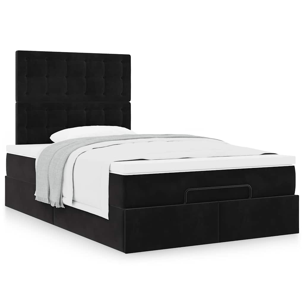 vidaXL Ottoman-Bett mit Matratzen Schwarz 120x190 cm Samt
