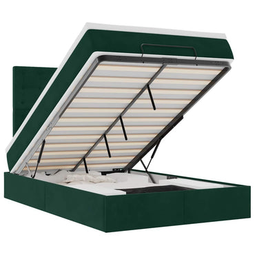 vidaXL Lit-coffre avec matelas Vert foncé 120x190 cm Velours