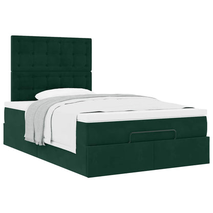 vidaXL Lit-coffre avec matelas Vert foncé 120x190 cm Velours