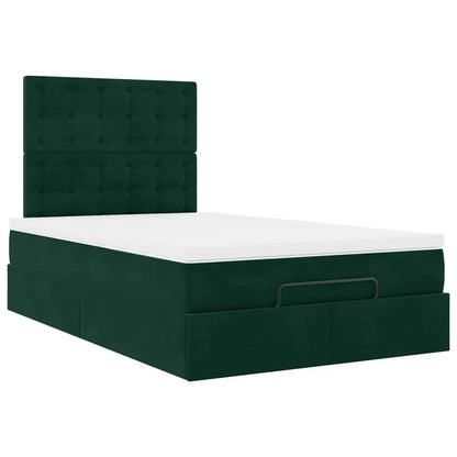 vidaXL Lit-coffre avec matelas Vert foncé 120x190 cm Velours