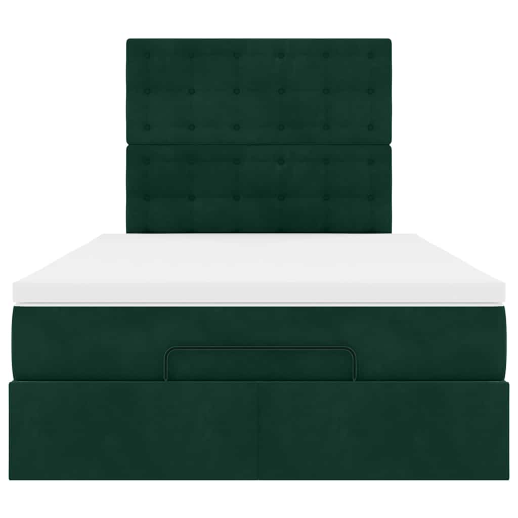 vidaXL Lit-coffre avec matelas Vert foncé 120x190 cm Velours