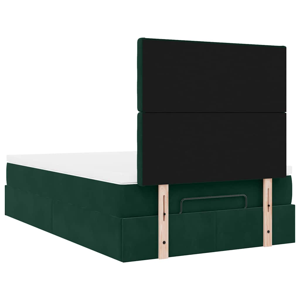 vidaXL Lit-coffre avec matelas Vert foncé 120x190 cm Velours