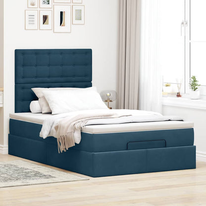 vidaXL Ottoman-Bett mit Matratzen Dunkelblau 120x190 cm Samt