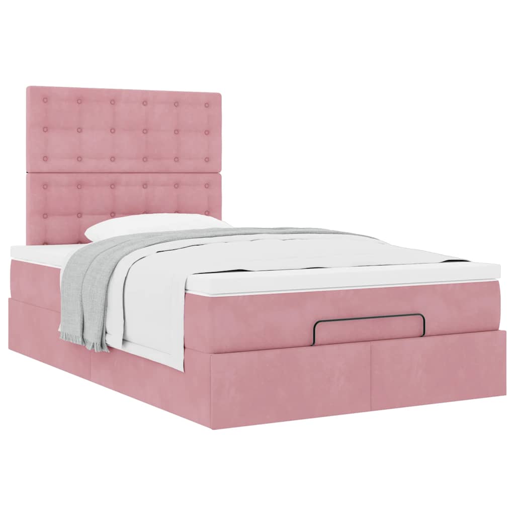 vidaXL Lit ottoman avec matelas Rose 120x190 cm Velours