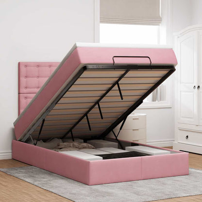 vidaXL Lit ottoman avec matelas Rose 120x190 cm Velours